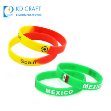 High quality custom logo printed soccer rubber bracelet world cup country spain mexico sport football silicone wristband